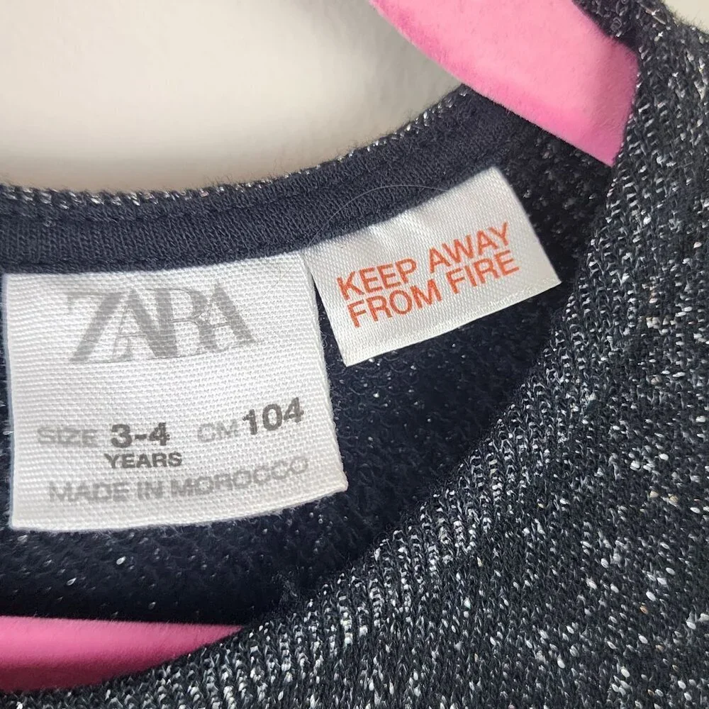 Zara girls 3-4 black dress metallic shimmer Holidays